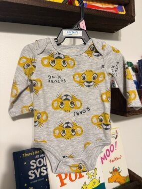 Disney Gray Bodysuit with Yellow Lion Face Print
